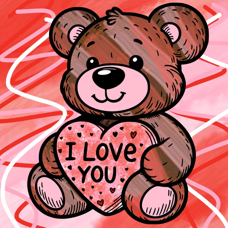 teddy bear holding an i love you heart