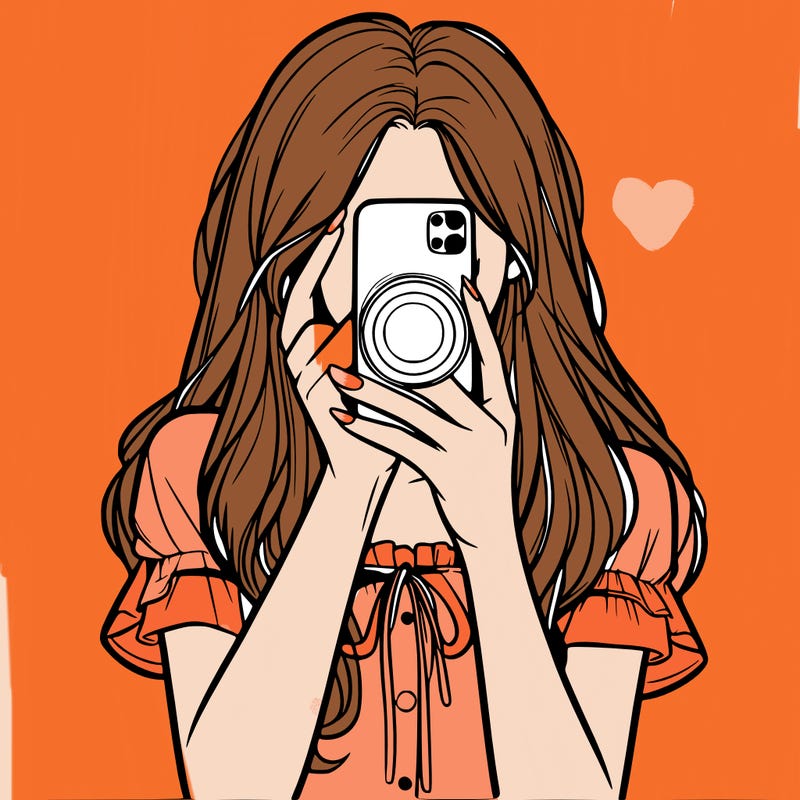 a realistic girl holding her phone taking pictures