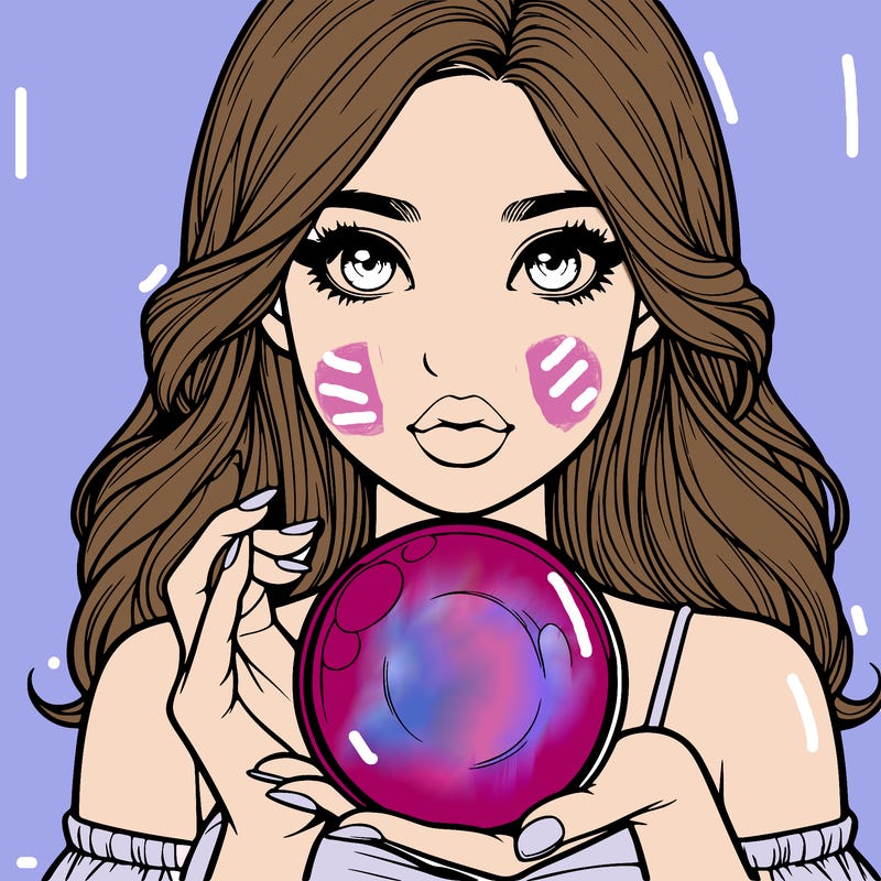 realistic girl hold crystal ball