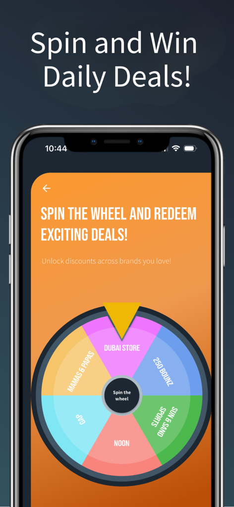 BOUNZ Rewards Loyalty App - Spin the wheel feature in BOUNZ Rewards app for daily deals and loyalty points