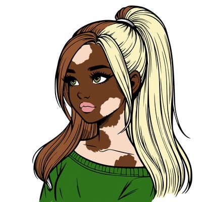 realistic girl with a high ponytail