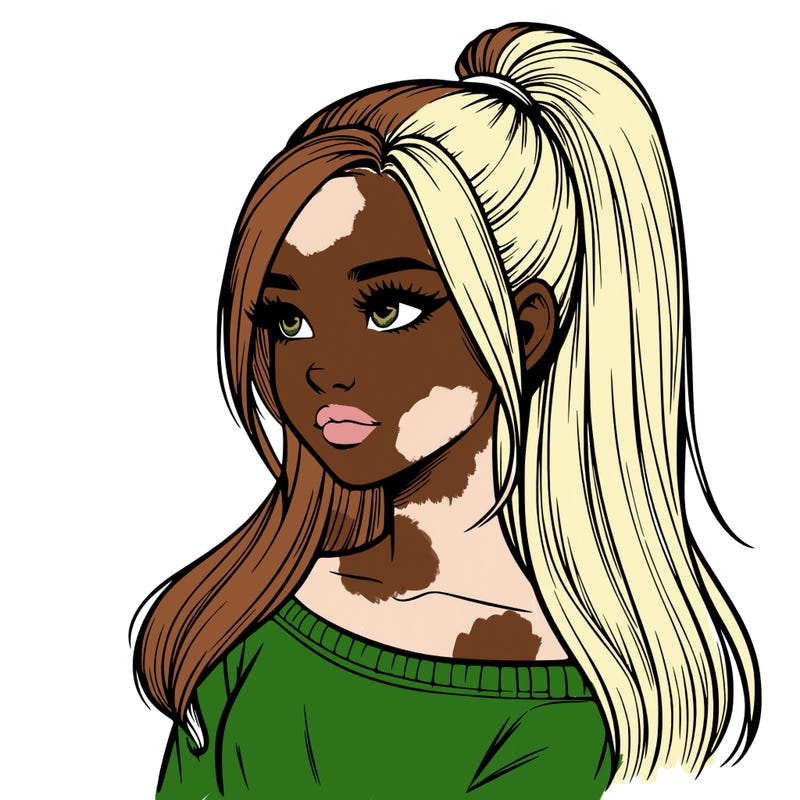 realistic girl with a high ponytail