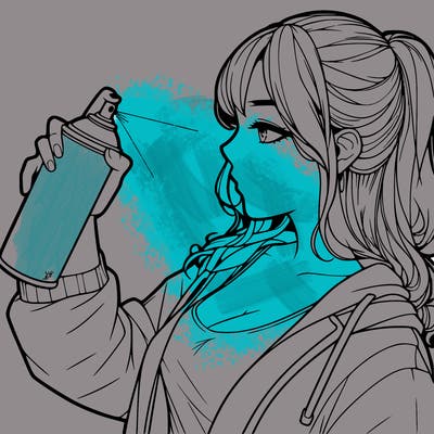 a realistic girl spray, painting