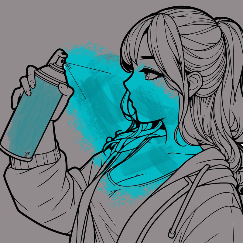 a realistic girl spray, painting