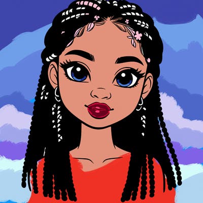 a realistic black girl with braids