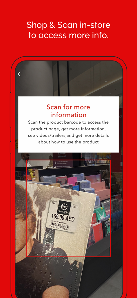 Virgin Megastore app barcode scanner for in store product information