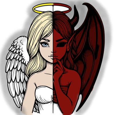 realistic angel half demon