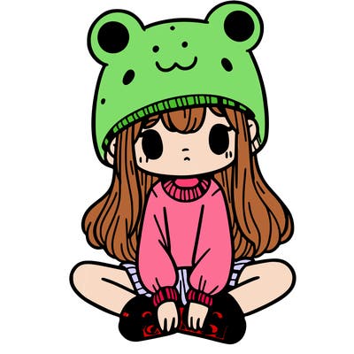 a girl wearing a frog hat and some frog socks