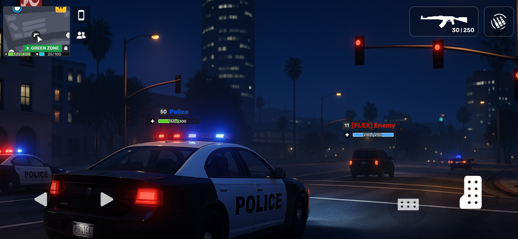 Police car at night in Flex City RP online sandbox game