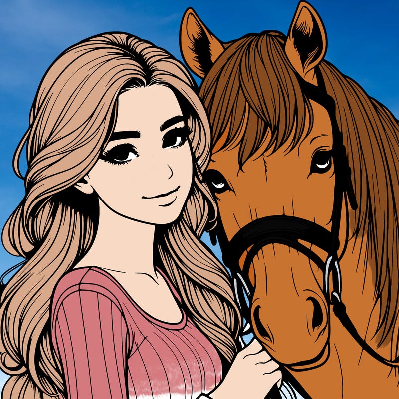 realistic girl with horse