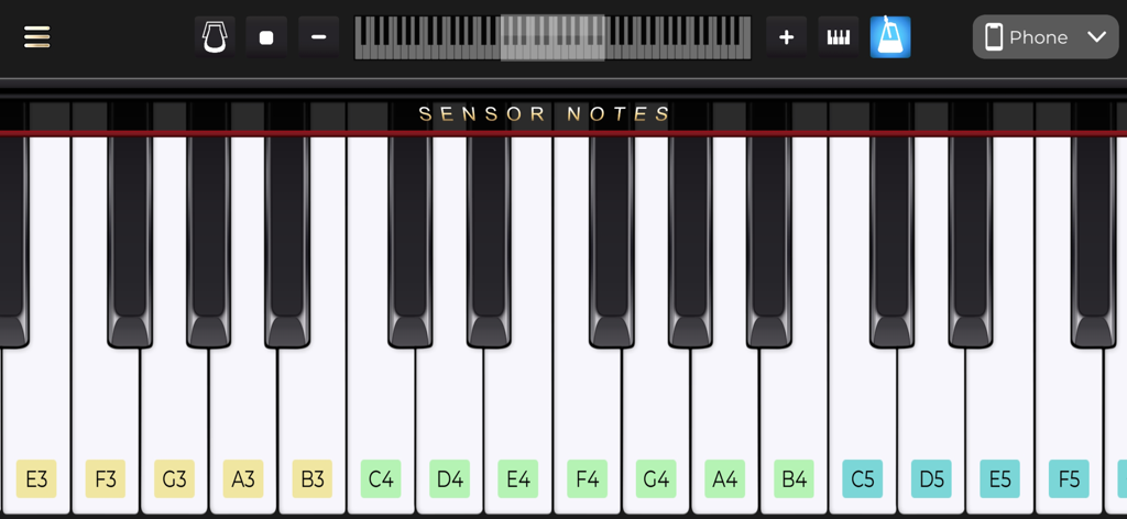 Pianist Master - Interface of the Pianist Master app showing a virtual piano keyboard with labeled notes