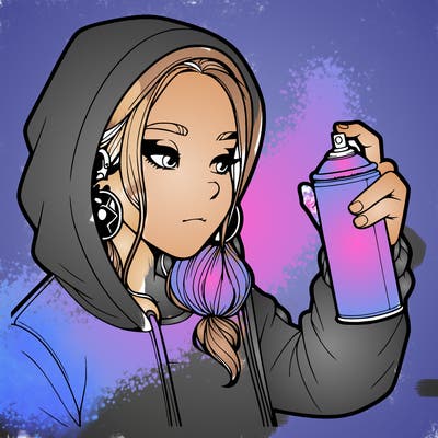 a realistic girl, spray painting