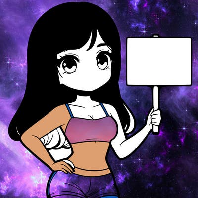 girl in a cute crop top holding a blank sign