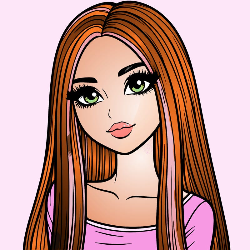 realistic girl with straight and long hair