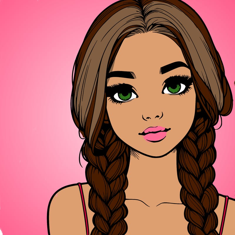 realistic girl with braids