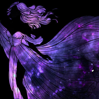 realistic woman in dress flowing the the wind