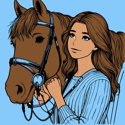 realistic girl with horse