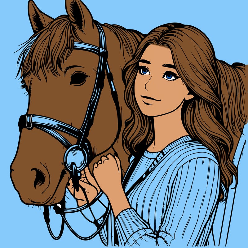 realistic girl with horse