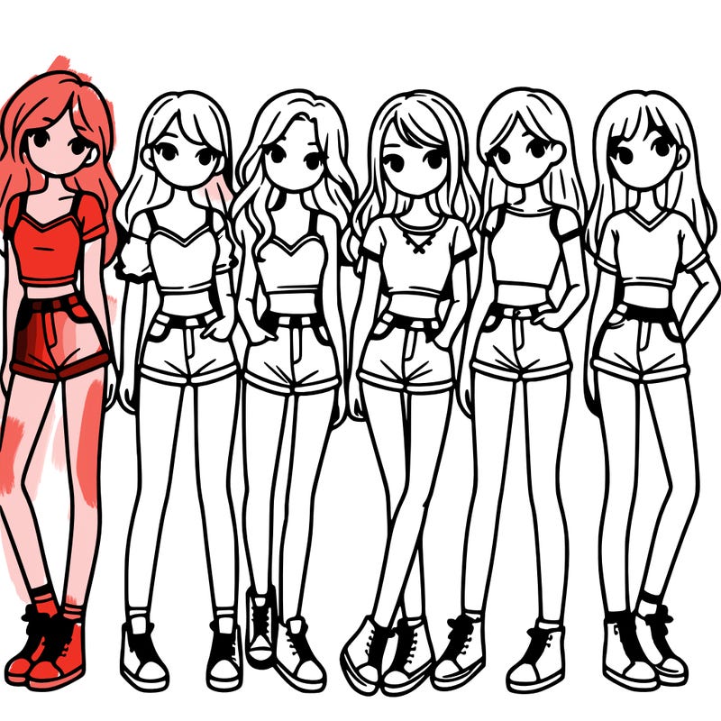 a group of girls wearing crop tops and shorts