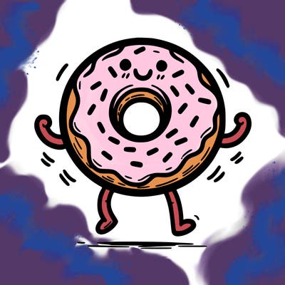 donut with stick legs and stick arms