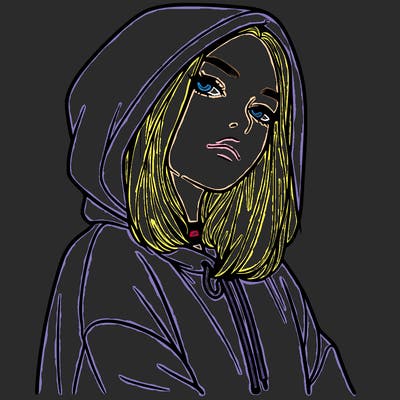 a realistic girl in a hoodie