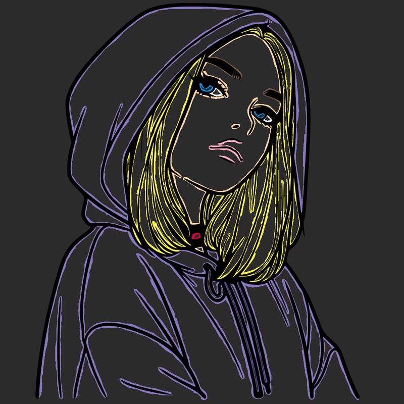 a realistic girl in a hoodie