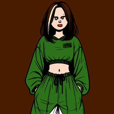 realistic girl faceless with baggy pants and a crop top