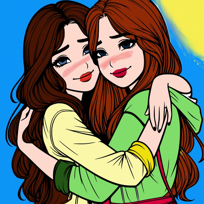 realistic girls hugging