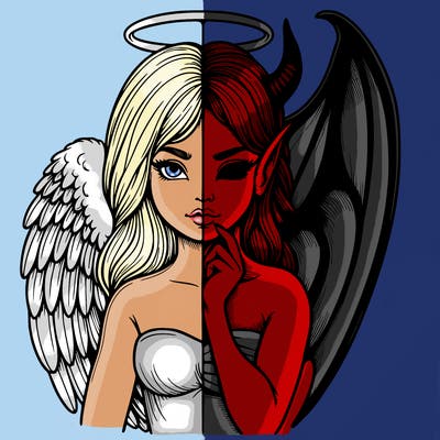 realistic angel half demon