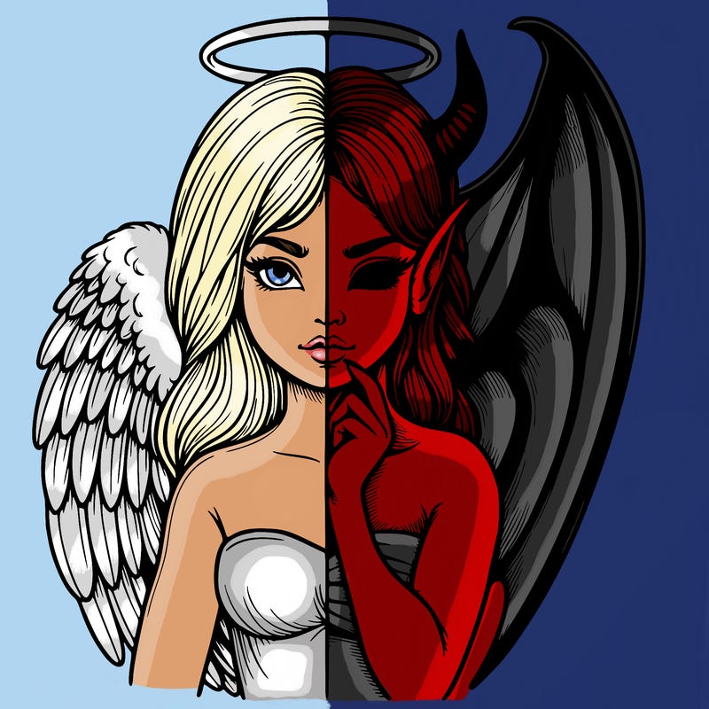 realistic angel half demon