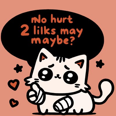 cute cat thats been hurt saiying 2 likes maybe