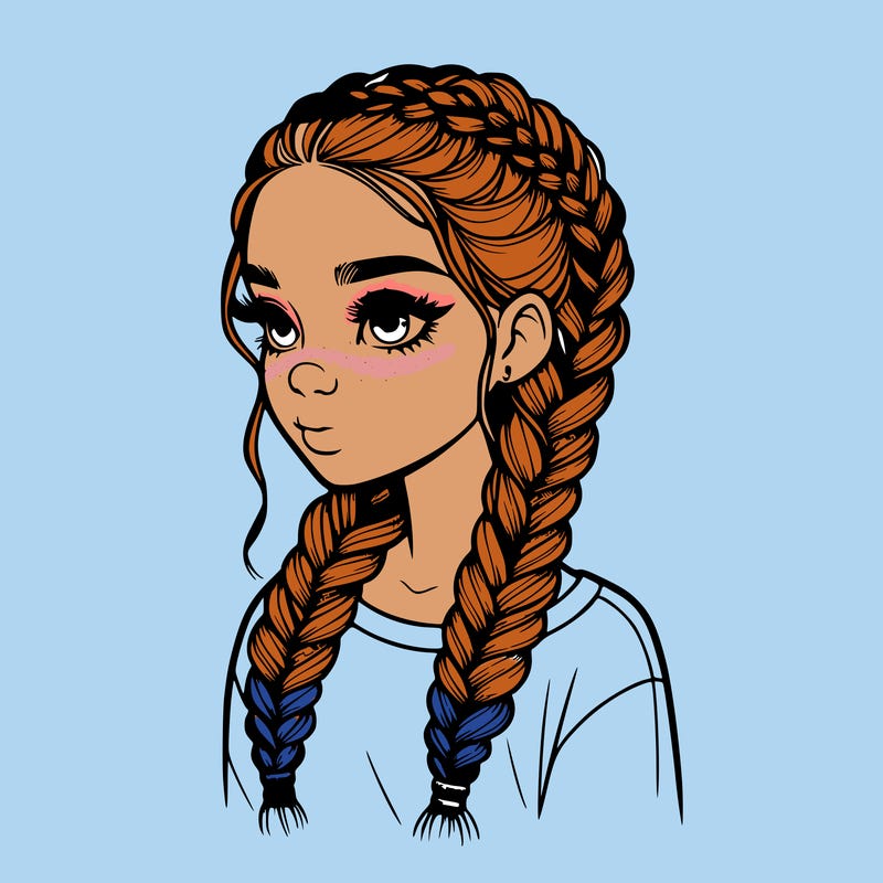 realistic girl with braids
