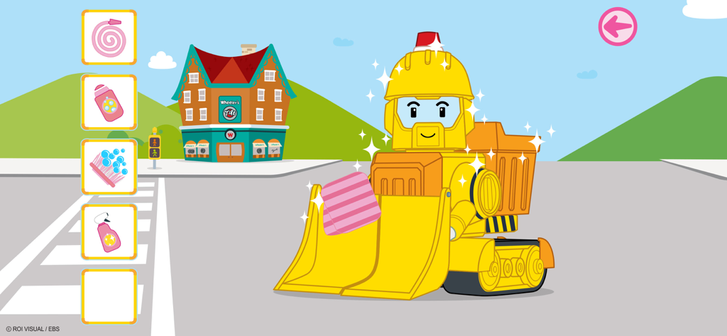 Robocar Poli New Adventures - Cleaning Bruner the bulldozer in the Robocar Poli New Adventures app