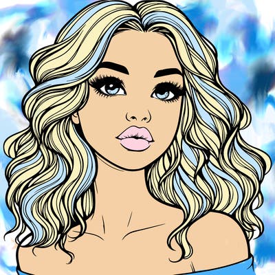 realistic girl with wavy hair and lips