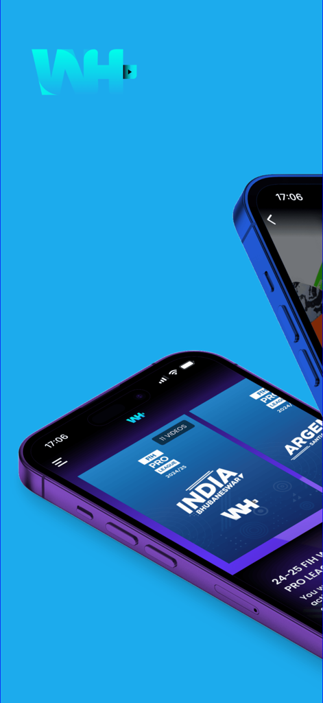 Watch Hockey - Two iPhones showing the Watch Hockey app interface with FIH Pro League match details