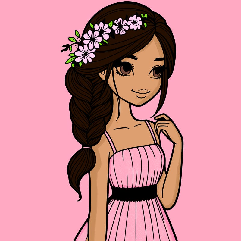 pretty girl portrait with a beautiful french braid with flowers in it and she’s in a long sleeveless flowy dress portrait