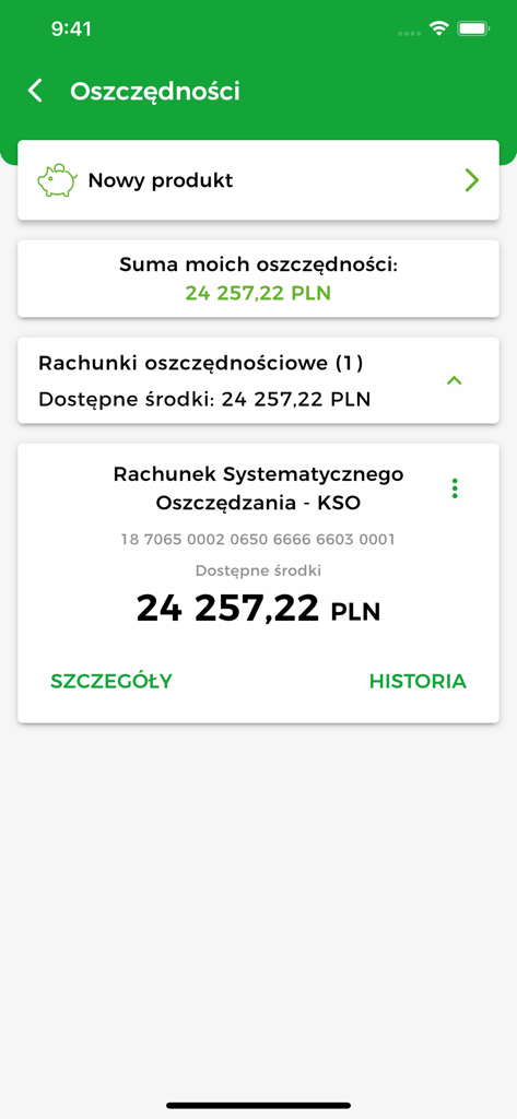 Kasa Stefczyka Online - Kasa Stefczyka Online app savings account balance screen