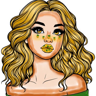 realistic girl with wavy hair and lips
