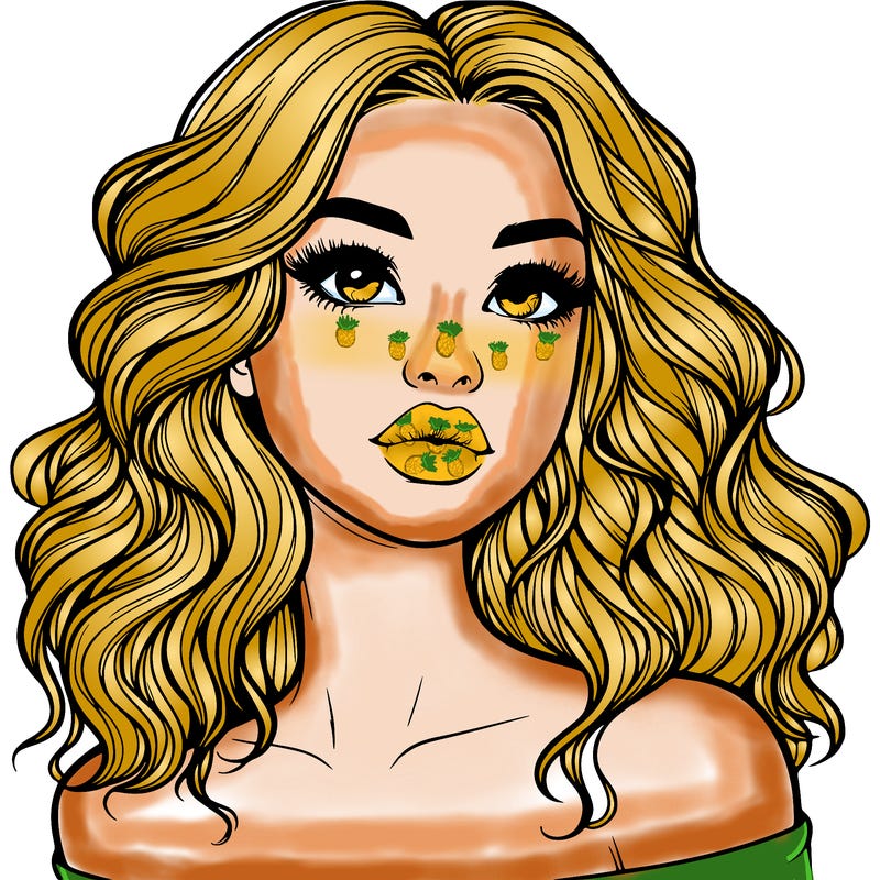 realistic girl with wavy hair and lips