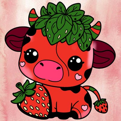 cute strawberry cow