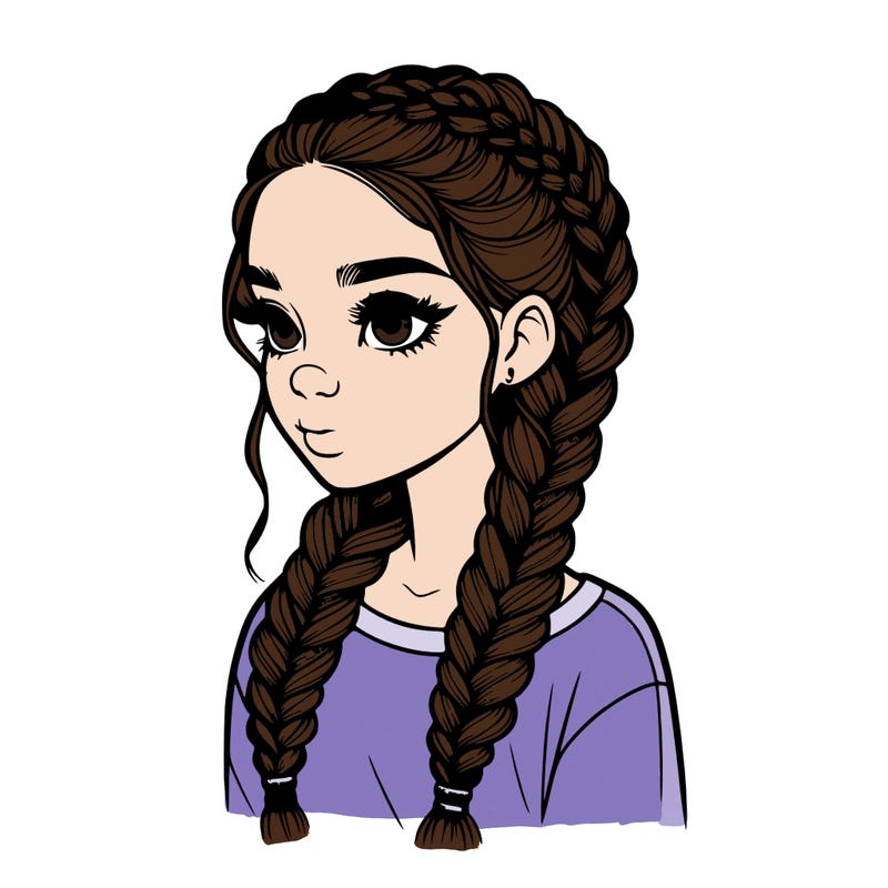 realistic girl with braids