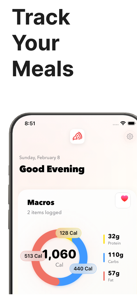 Cheat Day - Eat Out Smarter - 毎日のカロリーとマクロ栄養素を追跡するためのアプリインターフェース