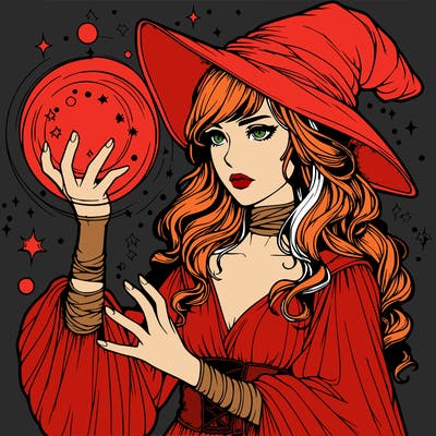 realistic women sorcerer using magic