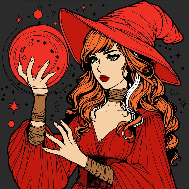 realistic women sorcerer using magic