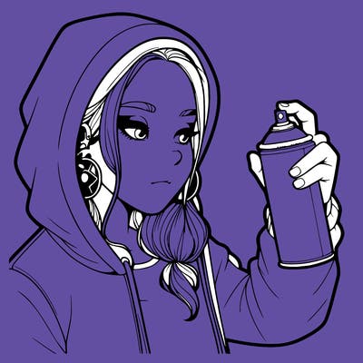 a realistic girl, spray painting