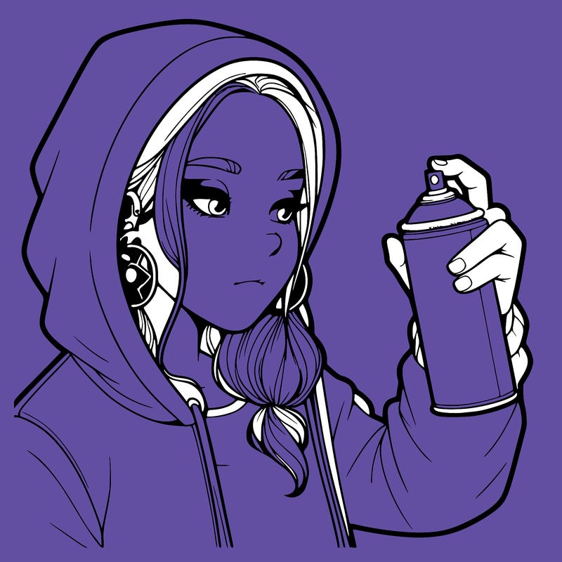 a realistic girl, spray painting