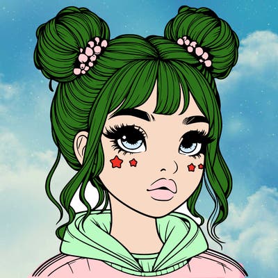 realistic girl with space buns