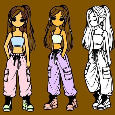 girl in crop top in baggy pants