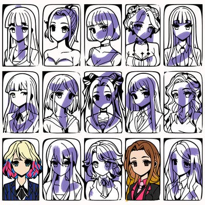 girls that look diffrent anime