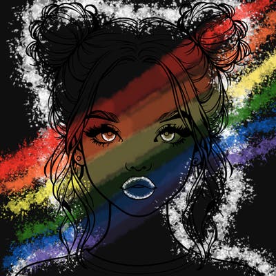 realistic girl with two buns in hair and lips